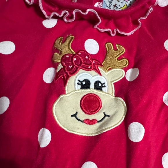 Three sisters baby girl polka dot reindeer Christmas one piece - Picture 4 of 6